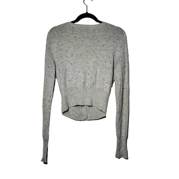 American Eagle Womens Angora Beaded Cropped Cardigan Sweater Medium Y2K - Picture 2 of 9